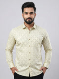 Mensfield Signature Beige Geometric Print Shirt - Premium Slim Fit Formal Wear