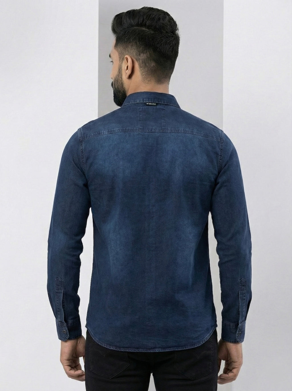 Mensfield Signature Dark Indigo Denim Shirt - Premium Stonewashed Slim Fit