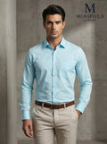 Mensfield Luxury Sky Blue Formal Shirt - Premium Slim Fit Professional Wear