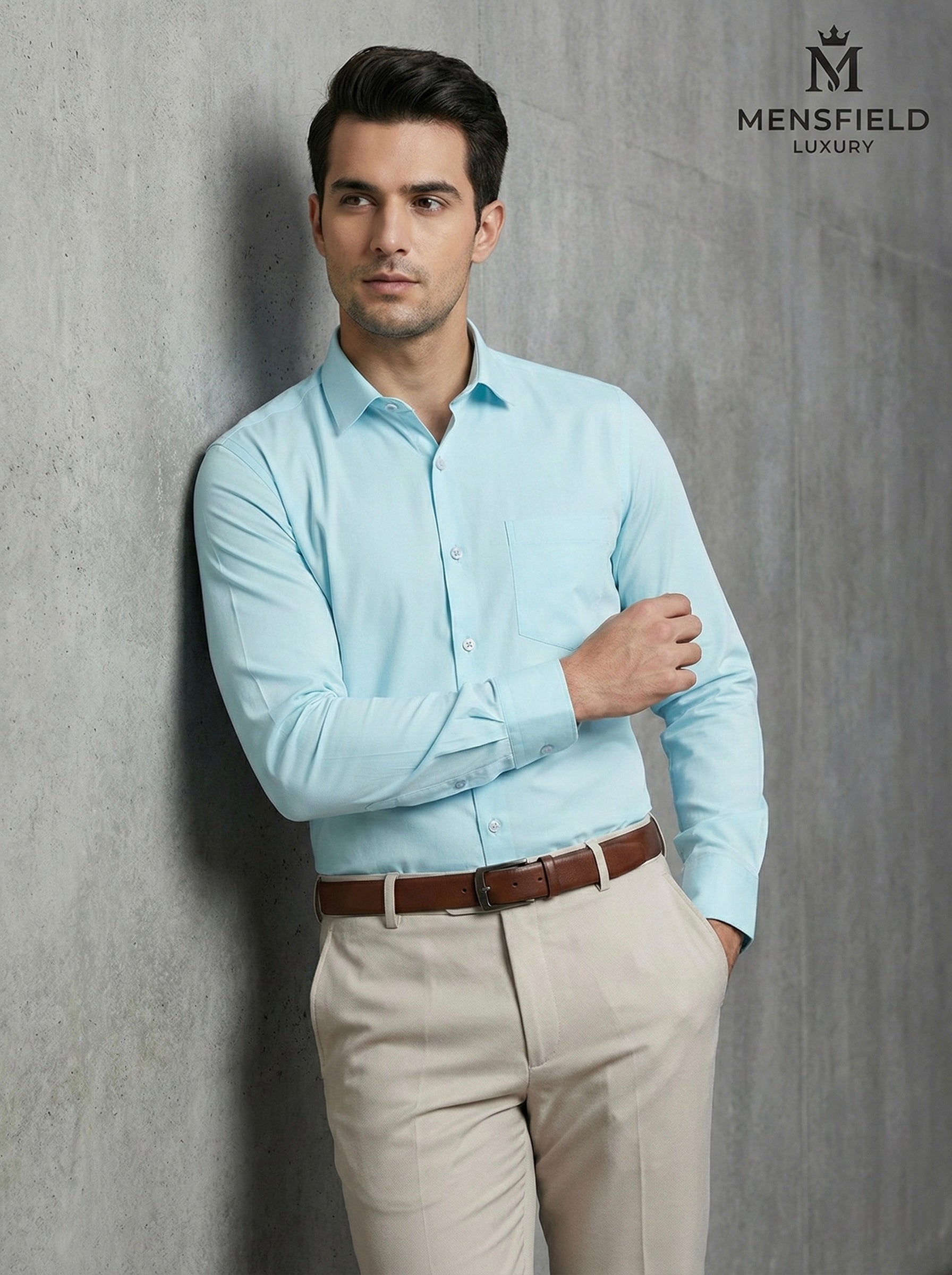 Mensfield Luxury Sky Blue Formal Shirt - Premium Slim Fit Professional Wear
