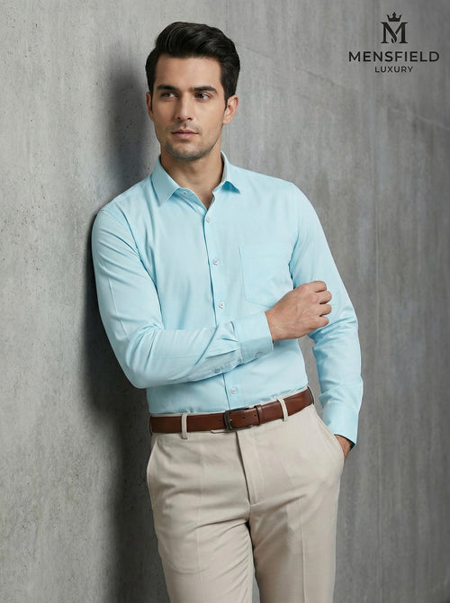 Mensfield Luxury Sky Blue Formal Shirt - Premium Slim Fit Professional Wear