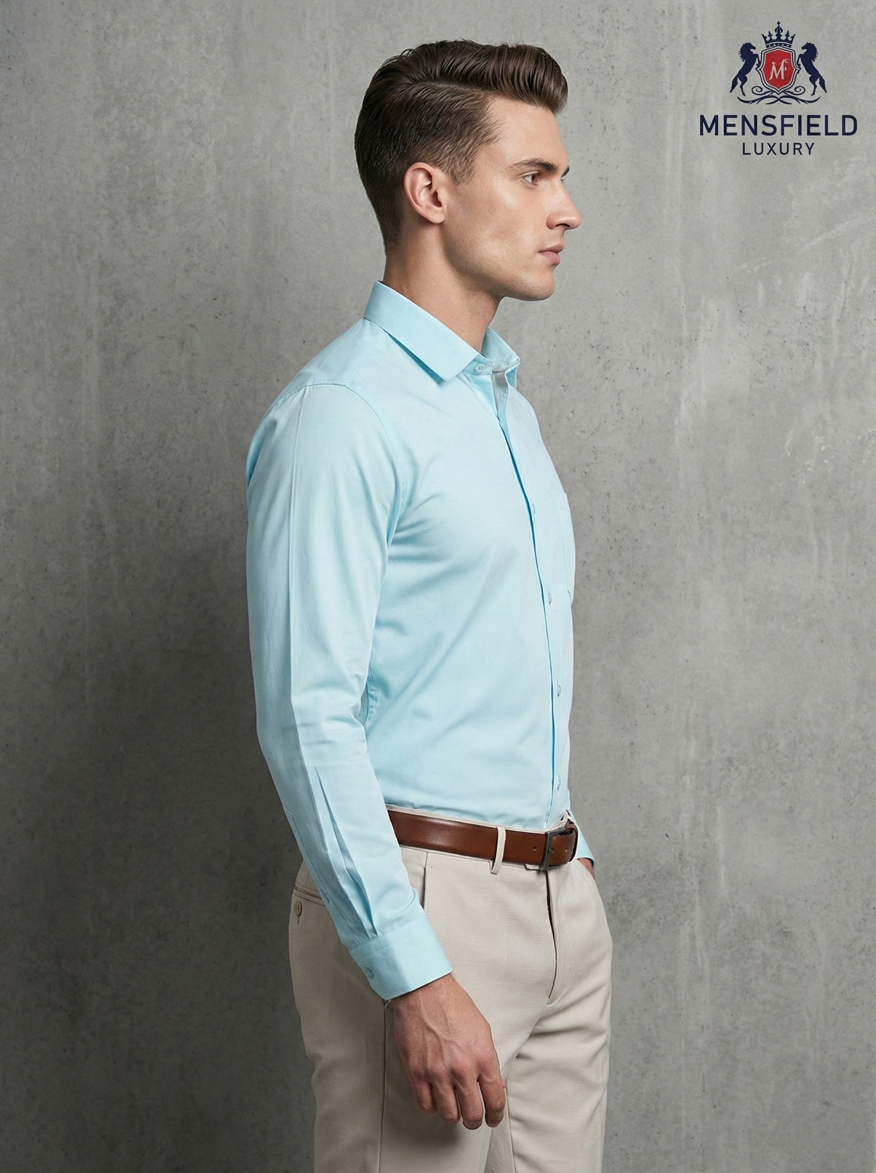 Mensfield Luxury Sky Blue Formal Shirt - Premium Slim Fit Professional Wear
