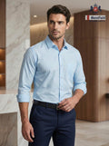Mensfield Luxury Executive Sky Blue Formal Shirt - Premium High-Count Cotton Slim Fit