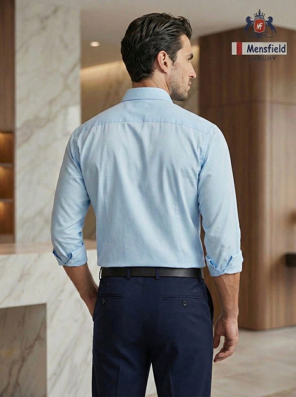 Mensfield Luxury Executive Sky Blue Formal Shirt - Premium High-Count Cotton Slim Fit