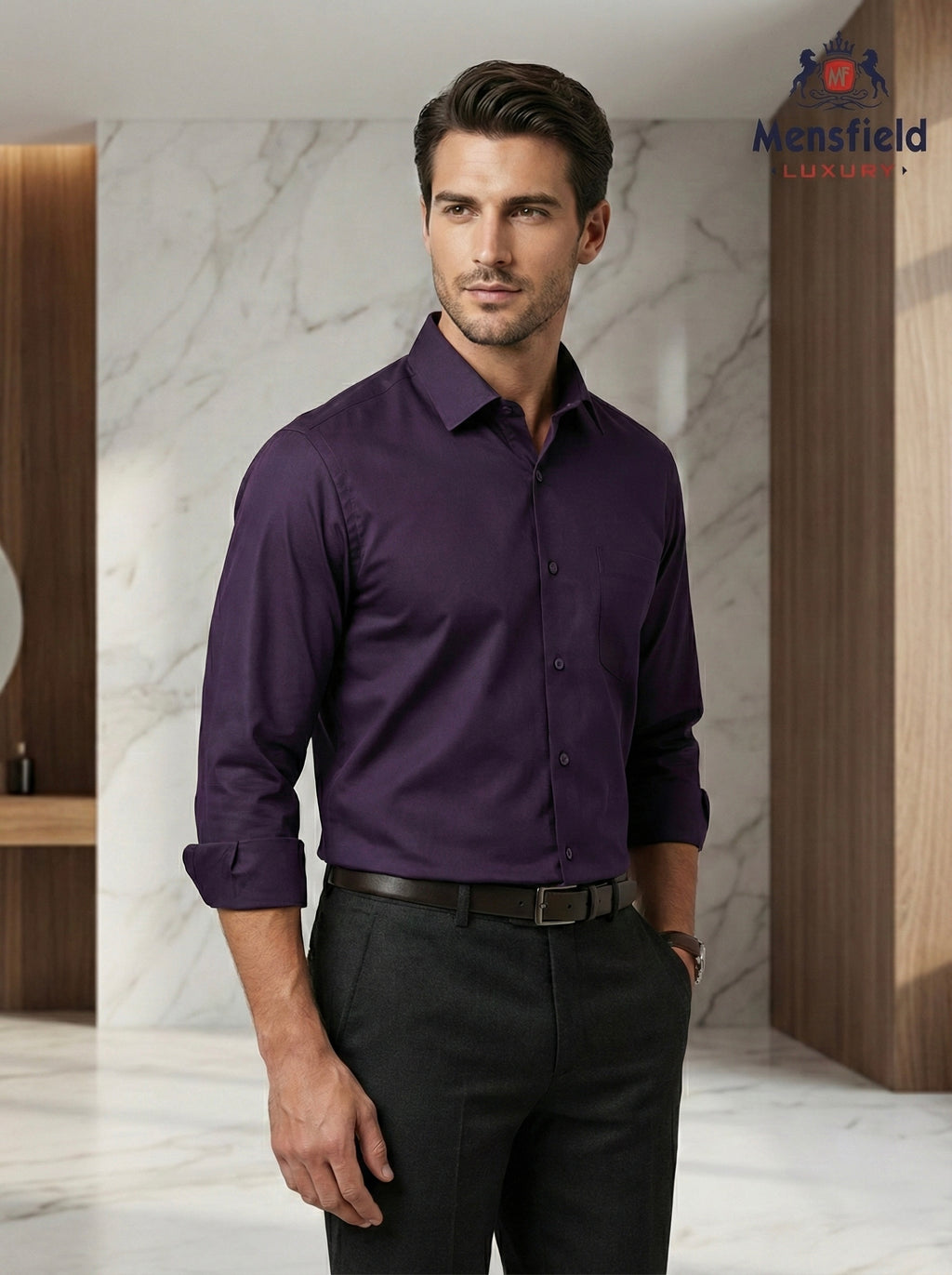 Mensfield Luxury Deep Plum Formal Shirt - Premium Executive Slim Fit