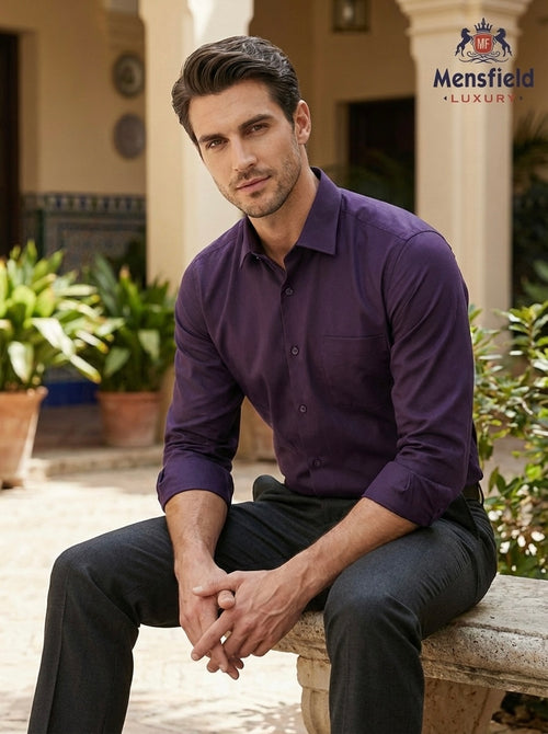 Mensfield Luxury Deep Plum Formal Shirt - Premium Executive Slim Fit