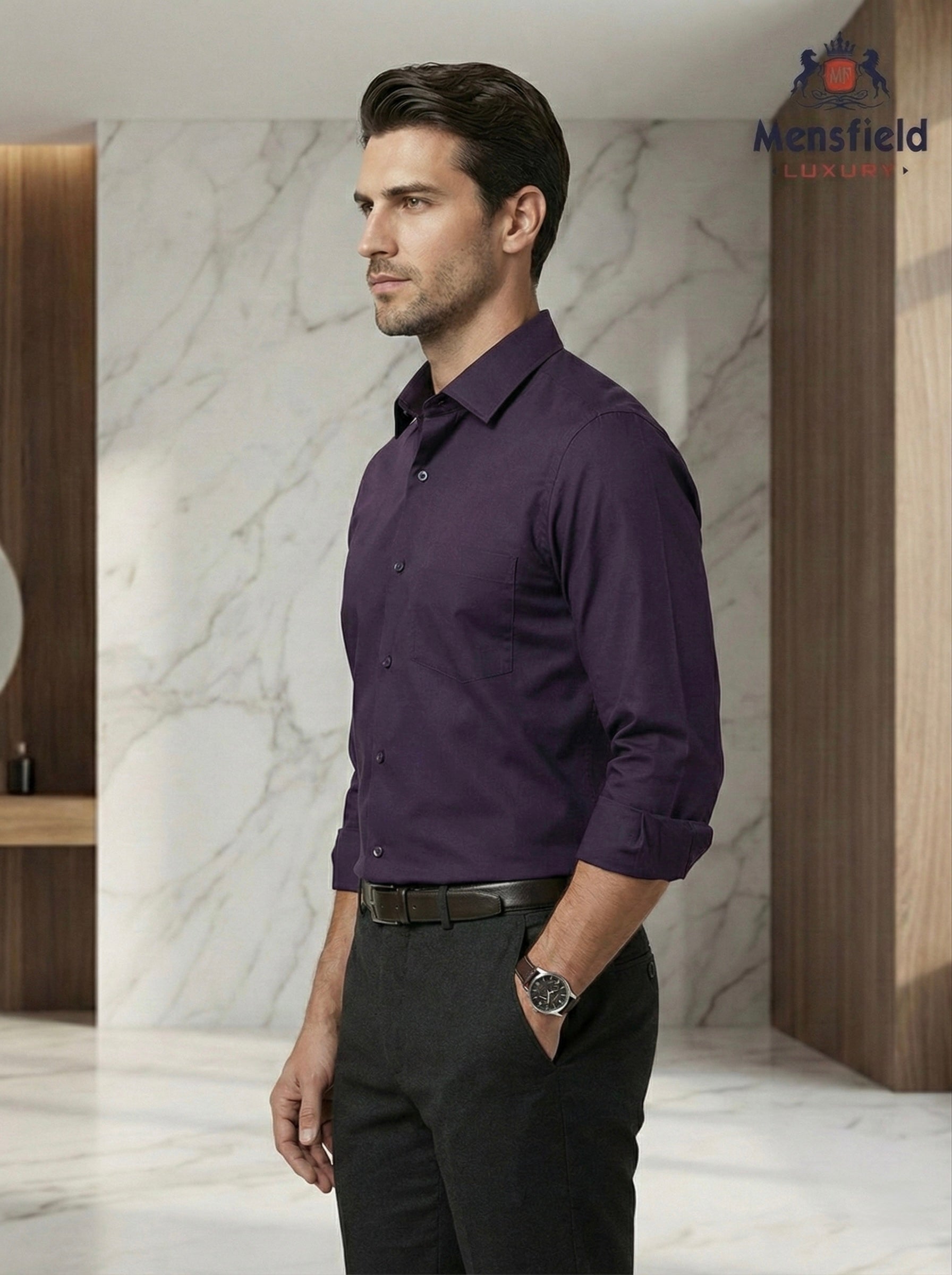 Mensfield Luxury Deep Plum Formal Shirt - Premium Executive Slim Fit