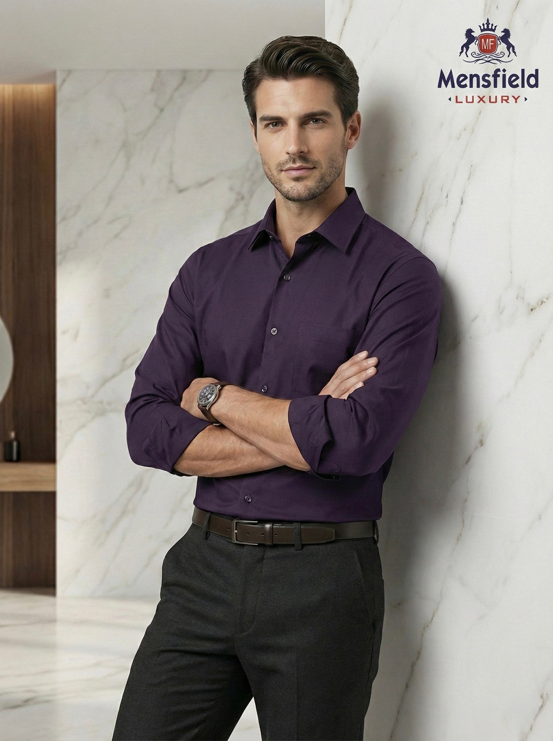 Mensfield Luxury Deep Plum Formal Shirt - Premium Executive Slim Fit